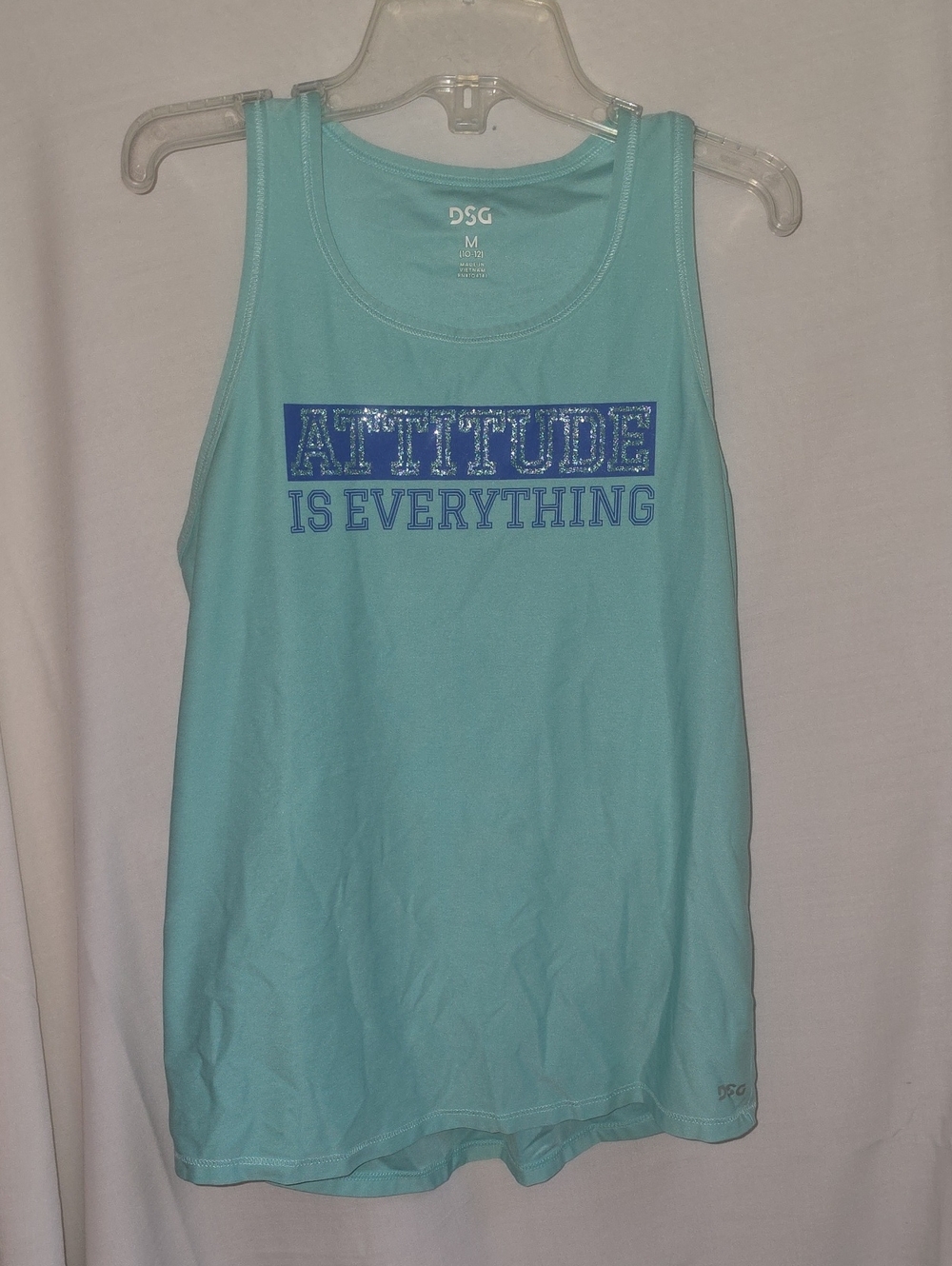 DSG Aqua Tank with Blue Glitter "Attitude Is Everything" Print